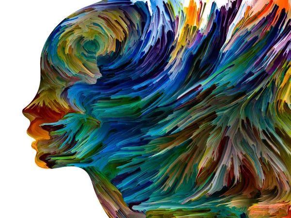 Znepokojivé Myšlenky Strukturovaná Barva Pohybu Uvnitř Siluety Lidské Tváře Umělecká — Stock fotografie