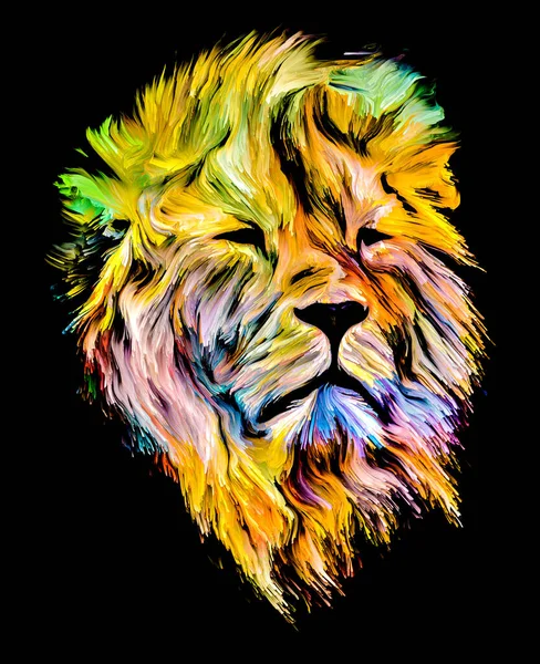 Serie Pintura Animal Retrato León Pintura Colorida Sobre Temas Imaginación — Foto de Stock