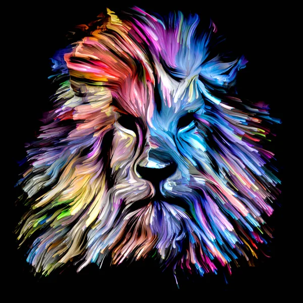 Serie Pintura Animal Forma León Pintura Colorida Sobre Tema Imaginación — Foto de Stock