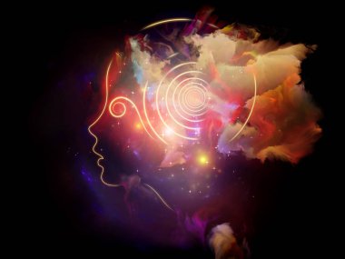 İç Renkler. İç Doğa serisi. Sanat, yaratıcılık, şiir ve ruhani yaşam projeleri için fraktal boya ile kaynaşmış çocuk zihin illüstrasyonoluşan Fon