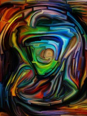 Birlik parçalanmış dünya serisi. Vitray desen, renk parçacıkları, hayal gücü, yaratıcılık sanat ve tasarım konuyla ilgili kompozisyon