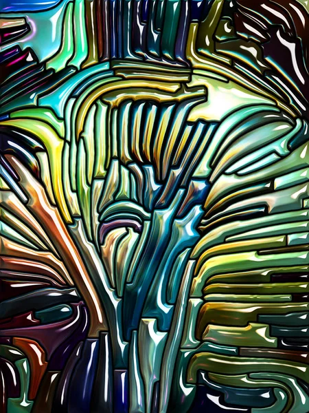 液体のパターン シリーズ 精神性の主題のアール ヌーボーを思わせるステンド グラス デザインの背景 — ストック写真