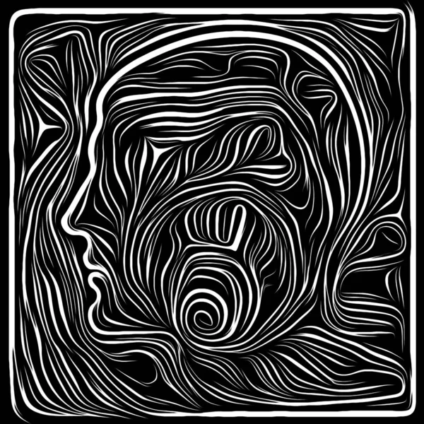 Virtual Woodcut. Life Lines series. Visually pleasing composition of human profile and woodcut pattern for works on human drama, poetry and inner symbols