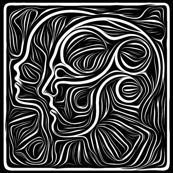 Woodcut Composition Life Lines Series Backdrop Design Human Profile Woodcut — Stock Photo, Image