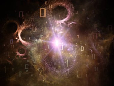 Inner Working serisi. Bilgi teknolojisi, matematik ve eğitim konularındaki sanal şebeke ve rakamların arkaplan bileşimi