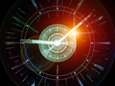 Zaman Gözcüsü. Time serisinin yüzleri. Saat arkaplanı ve bilim, eğitim ve modern teknolojiler projelerinde kullanılacak soyut unsurlar