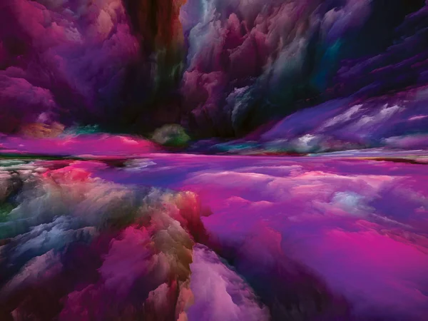 Gökkuşağı Aydınlanması Gerçekliğe Kaçış Dizisi Doğaüstü Günbatımı Renklerinin Manzara Resmi — Stok fotoğraf