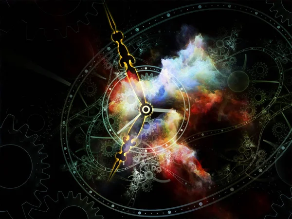 Relógios Espaciais Faces Time Series Concepção Fundo Mostradores Relógio Elementos — Fotografia de Stock