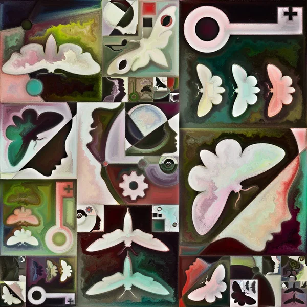 Innere Verschlüsselungsreihe Collage Aus Abstrakten Organischen Formen Kunsttexturen Und Farben — Stockfoto