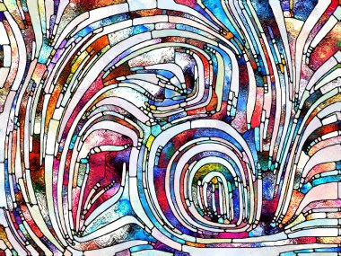 Kırık Işık. Lekeli Camlar Birliği serisi. Parçalanma, sanat, şiir ve tasarım birliğiyle ilgili renk ve doku parçalarından oluşan tasarım