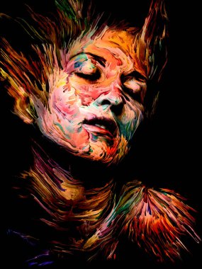 Kişilik, yaratıcılık ve sanat konularında genç bir kadının yağlı mürekkepli portresi