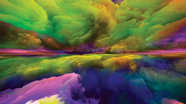 虹の悟り 現実逃避シリーズ 風景画 想像力 創造性 芸術をテーマにしたシュールな日の出の色とテクスチャの抽象的な配置 — ストック写真