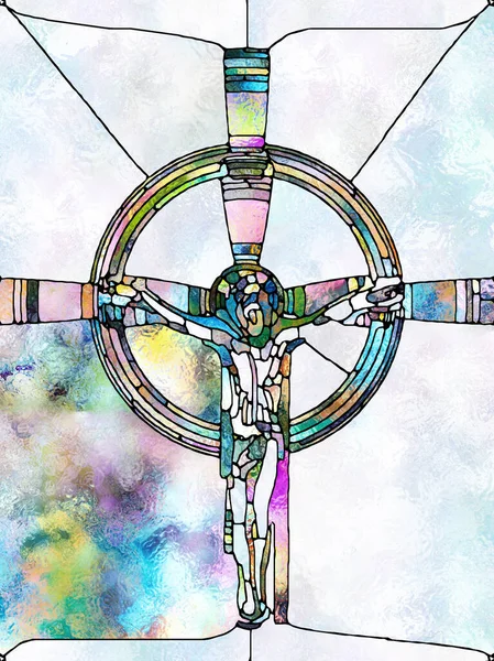 Spectral Color Cross Stained Glass Series Artistic Abstraction Composed Organic — 스톡 사진