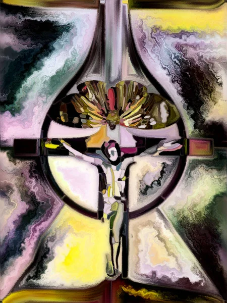 Texture Belief Cross Stained Glass Series Creative Arrangement Organic Church — 스톡 사진