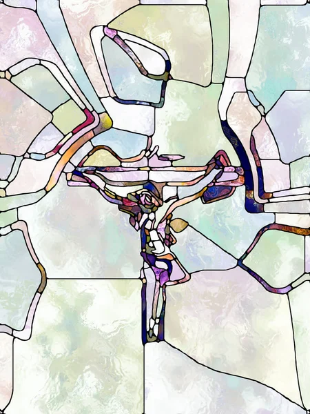 Fractured Faith Cross Stained Glass Series Abstract Design Made Organic — 스톡 사진