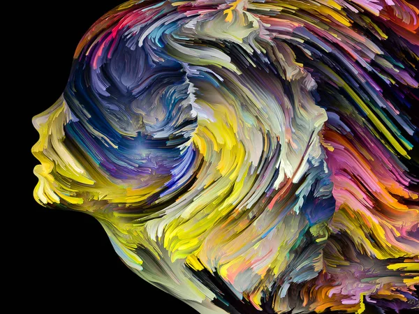 Verstörende Gedanken Texturierte Farbe Bewegung Innerhalb Der Silhouette Des Menschlichen — Stockfoto