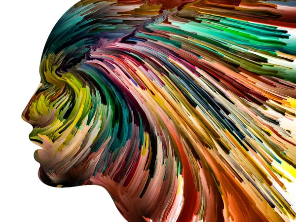 Série Pensamentos Perturbadores Pintura Escura Movimento Dentro Silhueta Face Humana — Fotografia de Stock