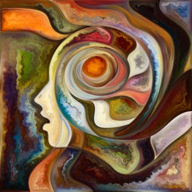 Hayalet Akımı. Colors In Us serisi. İnsan siluetlerinin arka plan kompozisyonu, sanat dokuları ve renkleri yaşam, drama, şiir ve algı konularında etkileşime girer