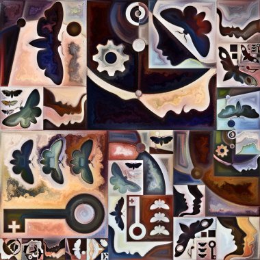 Gökkuşağı bitkisi. Gizli şifre serisi. İç hayat, drama, şiir ve algı projeleri için insan siluetleri, sanat dokuları ve renklerinden oluşan arkaplan etkileşimi