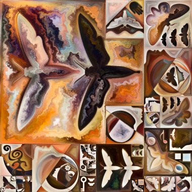 İç şifreleme serisi. Gizli anlamlar, kutsal yaşam, drama, şiir, mistisizm ve sanat konularındaki soyut organik formların, sanat dokularının ve renklerin arkaplanı.