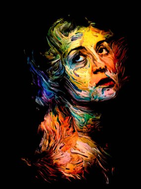 Kişilik, yaratıcılık ve sanat konularında genç bir kadının yağlı mürekkepli portresi