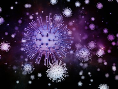 Coronavirus Matematik. Viral Salgın Serisi. Virüs, salgın, enfeksiyon, hastalık ve sağlık konuları için Coronavirus parçacıkları ve mikro uzay elementlerinin bileşimi