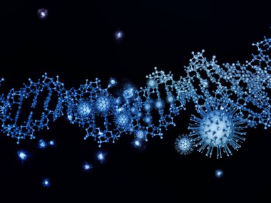 Coronavirus Boşluğu. Viral Salgın Serisi. Virüs, salgın, enfeksiyon, hastalık ve sağlık projeleri için Coronavirus parçacıkları ve mikro uzay elementlerinin bileşimi