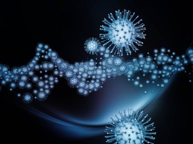 Coronavirus Matematik. Viral Salgın Serisi. Virüs, salgın, enfeksiyon, hastalık ve sağlık konuları için Coronavirus parçacıklarının ve mikro uzay elementlerinin yaratıcı düzenlenmesi