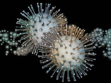Coronavirus Matematik. Viral Salgın Serisi. Virüs, salgın, enfeksiyon, hastalık ve sağlık konuları için Coronavirus parçacıklarının ve mikro uzay elementlerinin yaratıcı düzenlenmesi