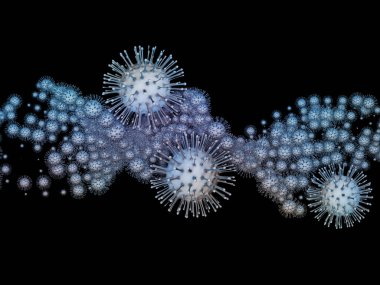 Coronavirus Matematik. Viral Salgın Serisi. Virüs, salgın, enfeksiyon, hastalık ve sağlık konuları için Coronavirus parçacıklarının ve mikro uzay elementlerinin yaratıcı düzenlenmesi