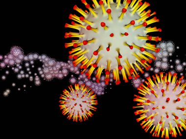 Coronavirus Boşluğu. Viral Salgın Serisi. Coronavirus parçacıkları ve mikro uzay elementlerinin virüs, salgın, enfeksiyon, hastalık ve sağlık teması üzerine bileşimi