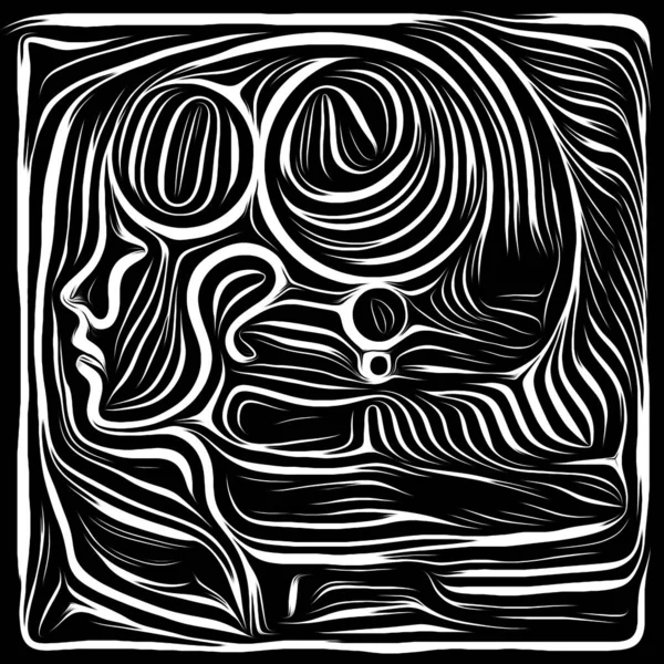 Virtual Woodcut Life Lines Series Visually Pleasing Composition Human Profile — Stock Photo, Image