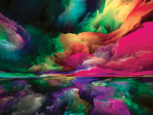 スペクトル雲 現実逃避シリーズ 風景画 想像力 創造性 芸術に関連するプロジェクトに適したシュールな日の出の色とテクスチャのグラフィック構成 — ストック写真