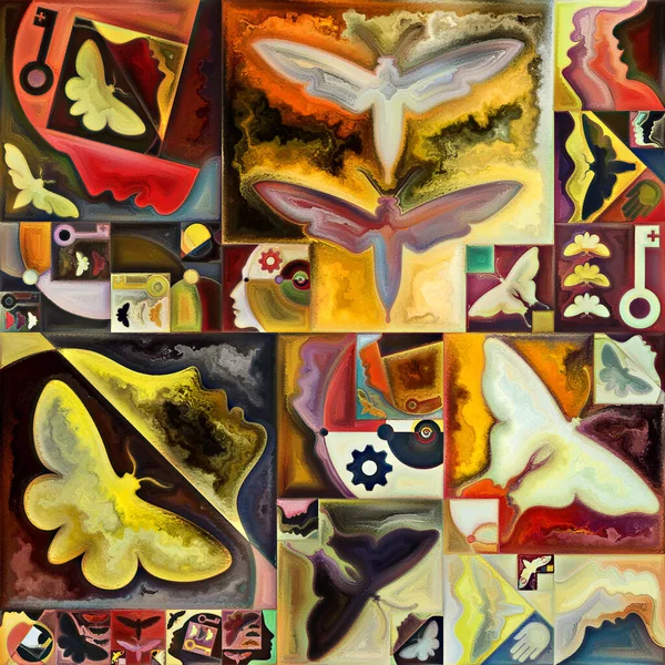 Innerlijke Encryptie Serie Kleurrijke Collage Van Abstracte Organische Vormen Kunsttexturen — Stockfoto