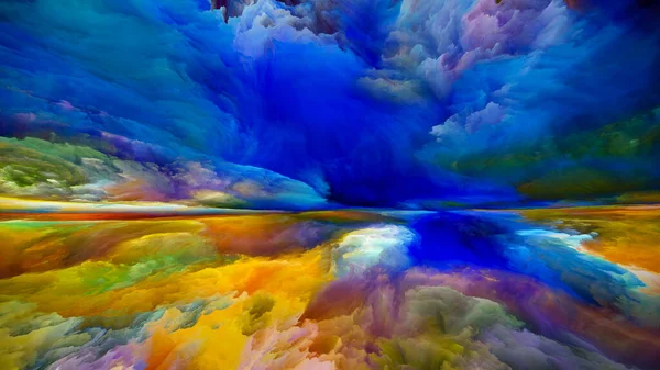 Hayalet Bulutlar Gerçekliğe Kaçış Dizisi Doğaüstü Günbatımı Renklerinin Manzara Resmi — Stok fotoğraf