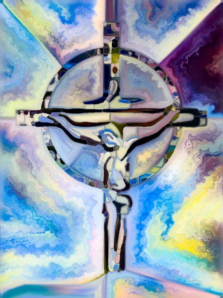 Faith Light Cross Stained Glass Series Design Composed Organic Church — Stock Photo, Image