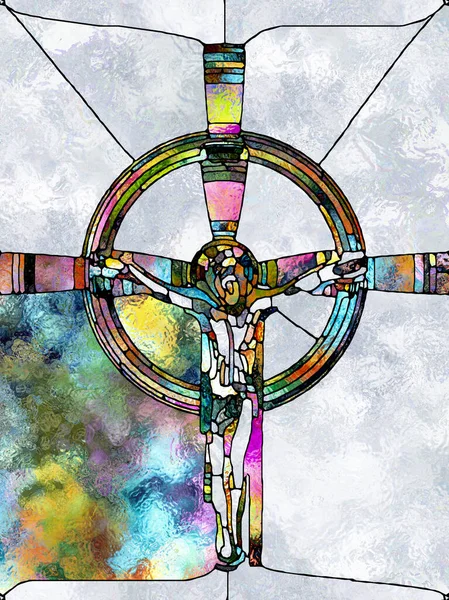 Spectrale Kleur Cross Stained Glass Serie Artistieke Abstractie Samengesteld Uit — Stockfoto