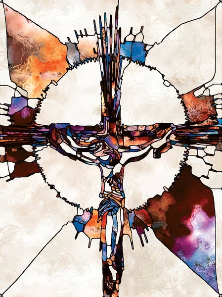 Faith Color Cross Stained Glass Series Backdrop Organic Church Window — Stock Photo, Image