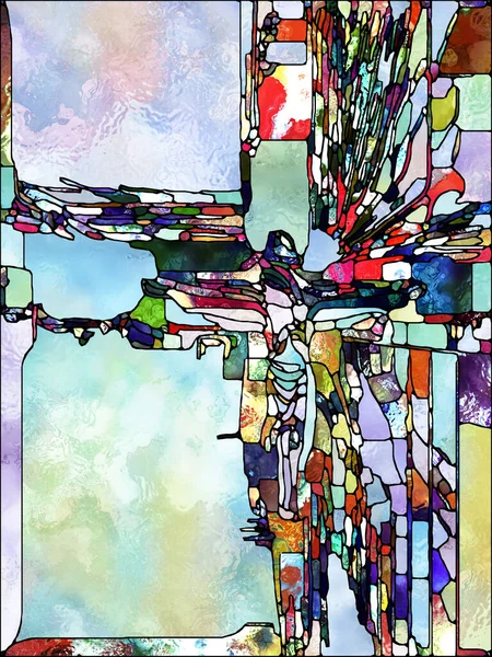 Trons Skärvor Cross Flained Glass Serien Abstrakt Sammansättning Organiska Kyrka — Stockfoto