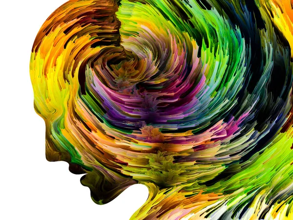 생각을 방해하는 요소들 페인트가 사람의 안쪽에서 움직이고 있습니다 심리학 우울증 — 스톡 사진
