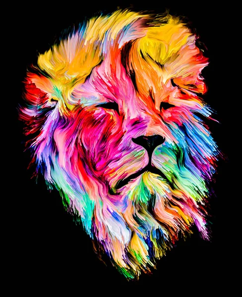 Animal Paint Series Lion Portrait Colorful Paint Subject Imagination Creativity — Stock Photo, Image