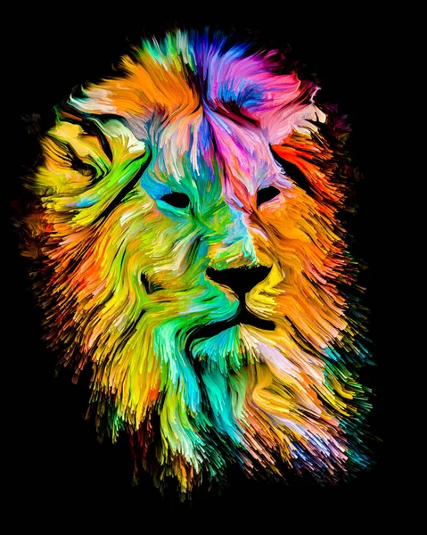 Serie Pintura Animal Cabeza León Pintura Colorida Sobre Tema Imaginación — Foto de Stock