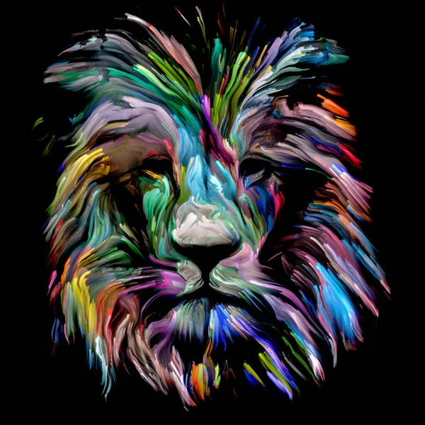 Σειρά Ζωογραφίας Μορφή Του Λιονταριού Πολύχρωμο Χρώμα Θέμα Φαντασία Δημιουργικότητα — Φωτογραφία Αρχείου