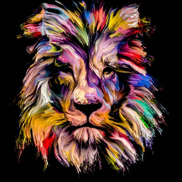 Animal Paint Series Lion Multicolor Portrait Vibrant Paint Subject Imagination — Stock Photo, Image