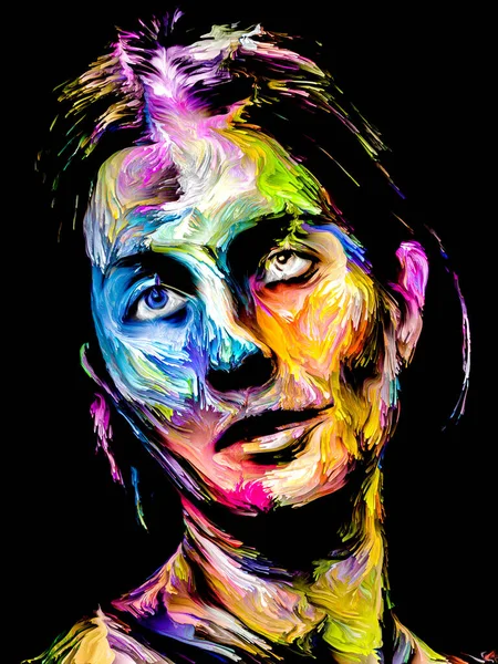 People of Color series. Colorful painted abstract portrait of young woman on subject of creativity, imagination and art.