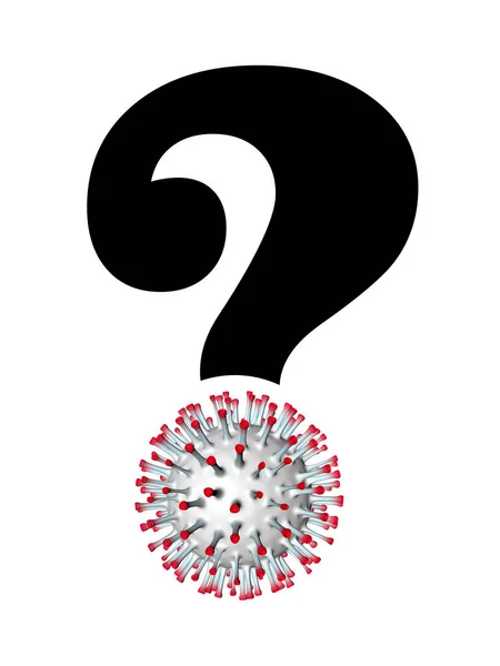 Signo Interrogación Partícula Del Coronavirus Superpuesta Sobre Tema Infección Viral —  Fotos de Stock