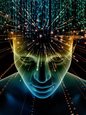 Görüntü, bilgi devrimi fikirleriyle ilişkilendirilir. Sanal Düşünce serisi.