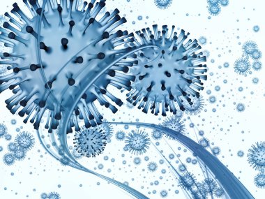 Coronavirus Mikro Dünyası. Viral Salgın Serisi. Coronavirus parçacıkları ve mikro uzay elementlerinin virüs, salgın, enfeksiyon, hastalık ve sağlık projelerinde arka plan görevi görmesi için 3D Illustration