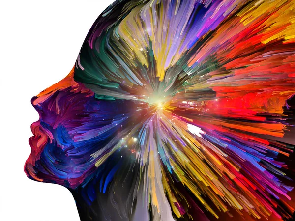 생각을 방해하는 요소들 인간의 실루엣 안에서는 페인트가 심리학 우울증 창조성과 — 스톡 사진