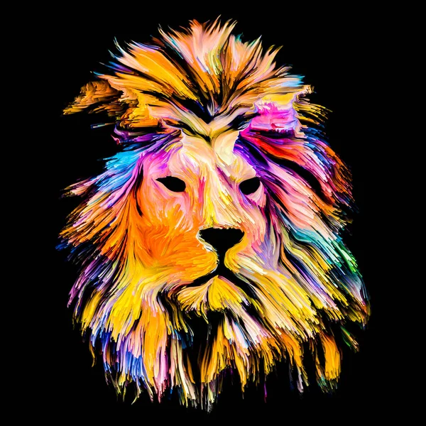 動物ペイントシリーズ ライオンの頭は 想像力 創造性 抽象芸術の対象にカラフルなペイントで — ストック写真